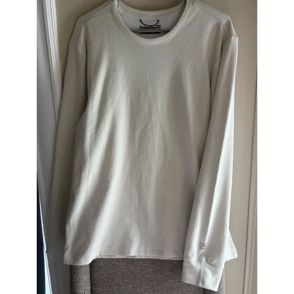 Avalanche Outdoor Supply Co Mens Large Cream Long Sleeve Performance Shirt Logo